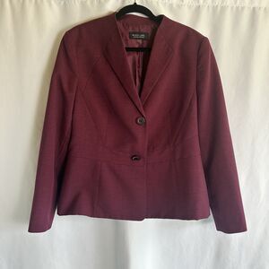 Black Label by Evan-Picone Maroon Blazer Career Jacket Two Button Business Wear